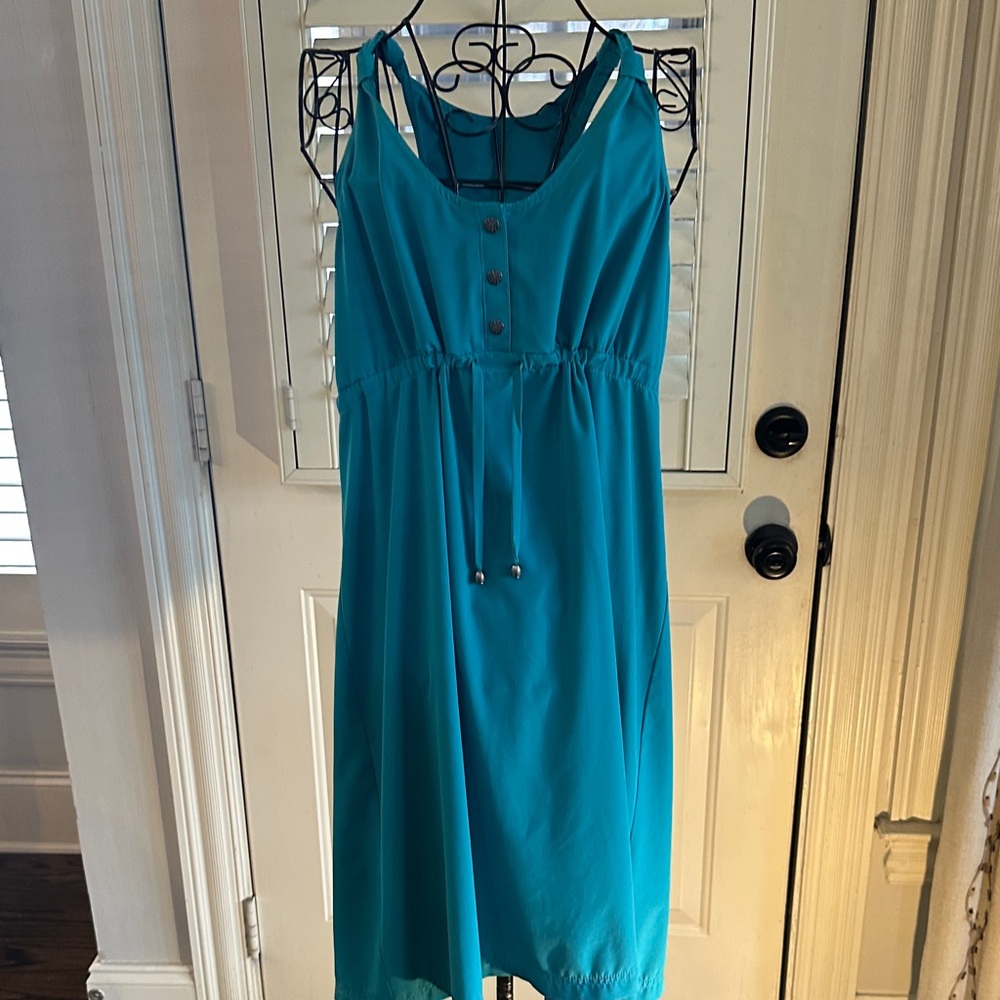 Athleta Turquoise Button Midi Dress